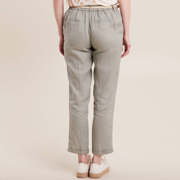Pantalon flou ceinturé vert clair femme