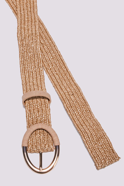 Ceinture rafia élastiquée sable femme