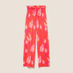 Pantalon coupe large taille haute pliss&eacute; rouge femme