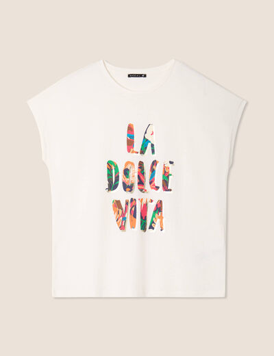 T-shirt manches courtes ecru femme