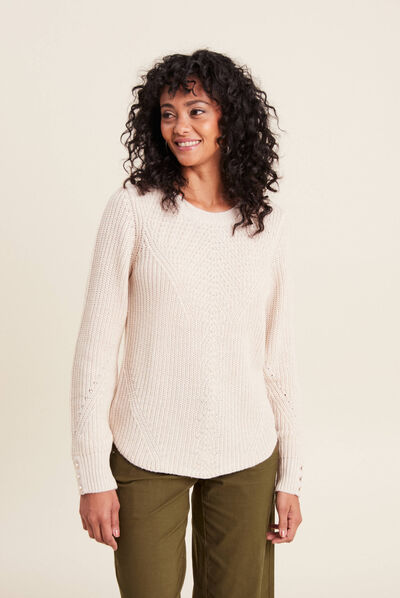 Pull manches longues creme femme