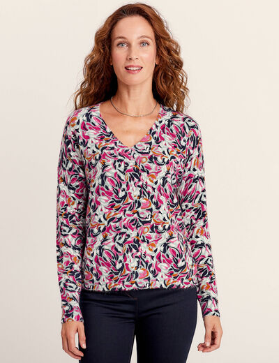 Pull manches longues multicolore femme