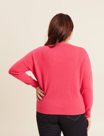 Pull en cachemire manches longues rose framboise femme