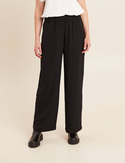 Pantalon large taille haute noir femme