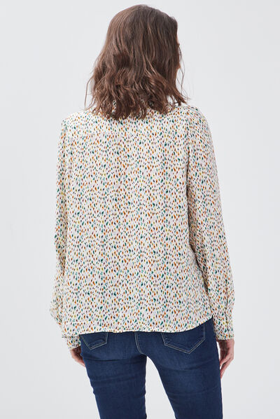 Chemise manches longues ecru femme