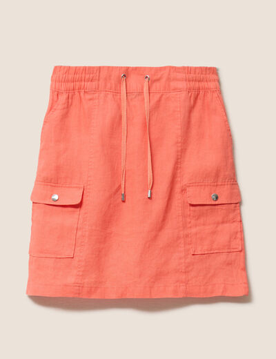 Jupe standard aspect lin orange fluo femme