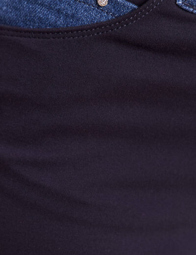 Pantalon large bi-mati&egrave;re bleu fonc&eacute; femme