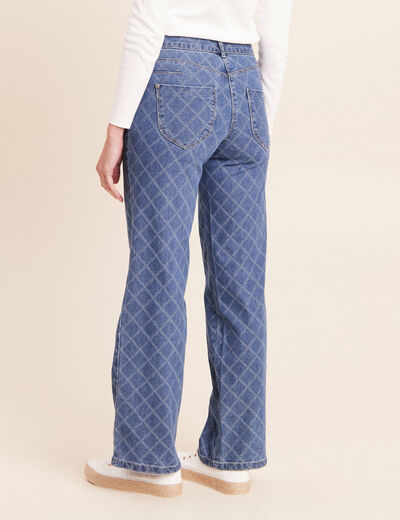 Jean coupe droite jacquard denim stone femme