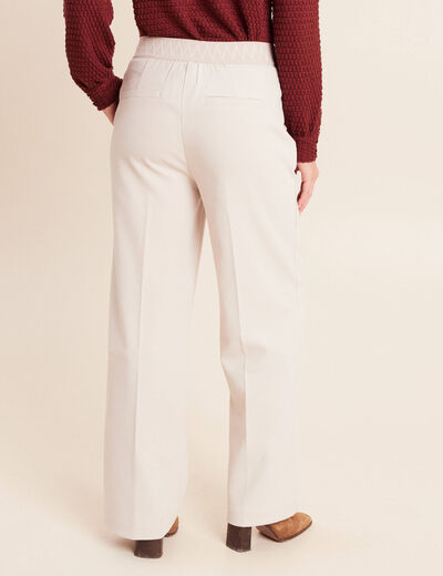 Pantalon taille haute en velours sable femme