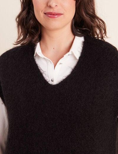 Pull sans manches noir femme