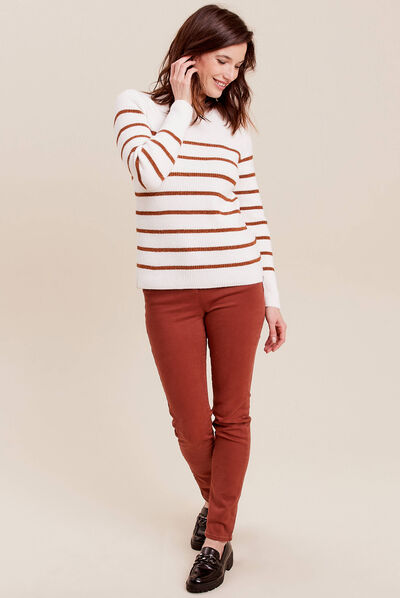 Pull confectionné en France marron femme