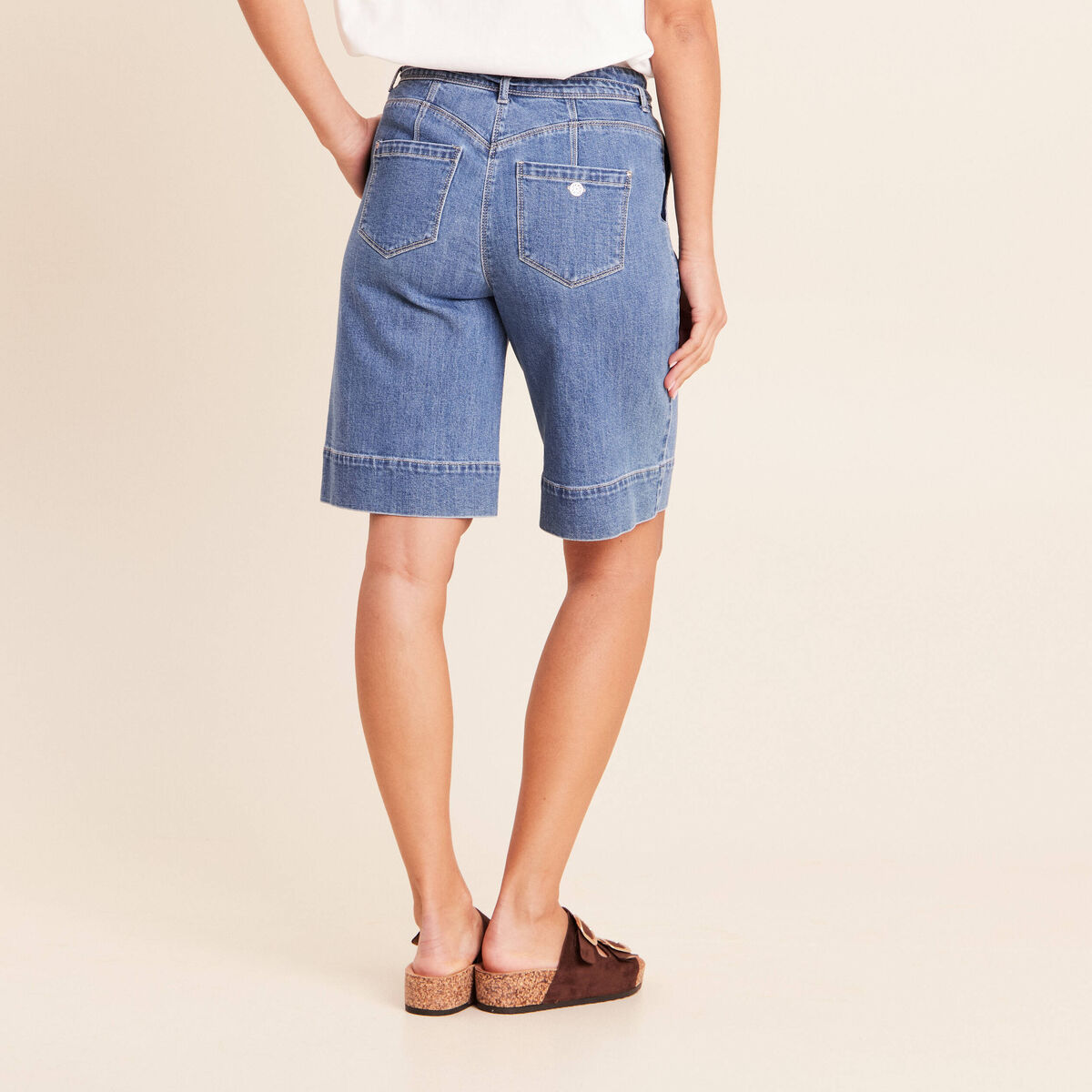 Bermuda en jean denim stone femme