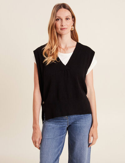Pull sans manches noir femme