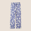 Pantalon coupe large 7/8&egrave;me taille haute bleu femme