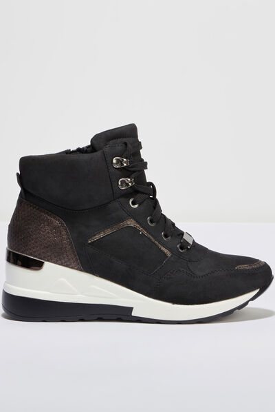 Baskets montantes compensées noir femme