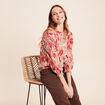 T-shirt manches 3/4 rose femme