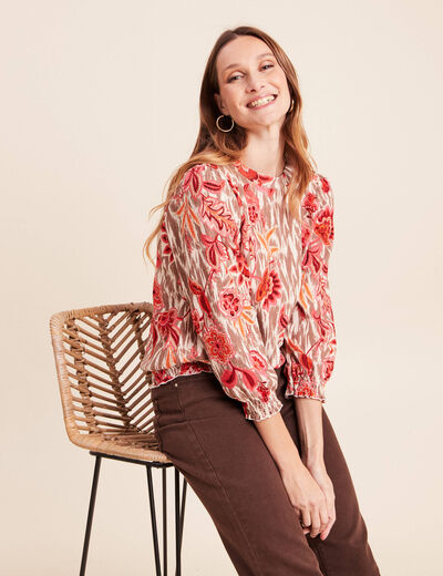 T-shirt manches 3/4 rose femme