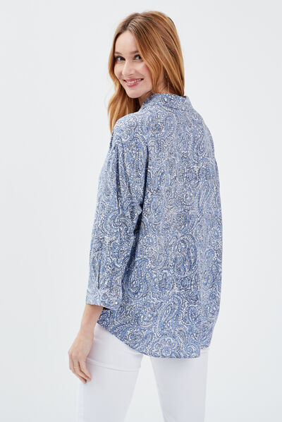 Chemise manches 3/4 blanc femme