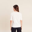 T-shirt ajust&eacute; col rond manches coudes ecru femme