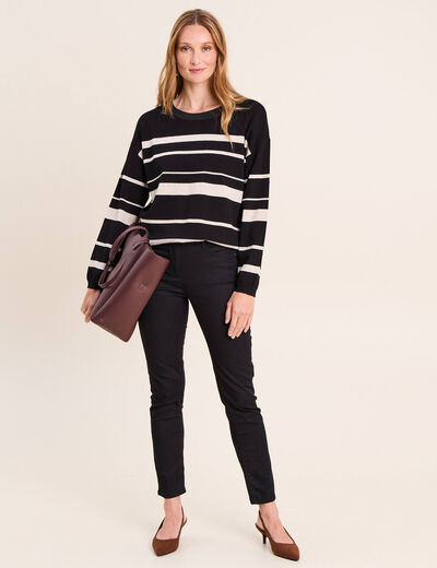 Pull col rond noir femme