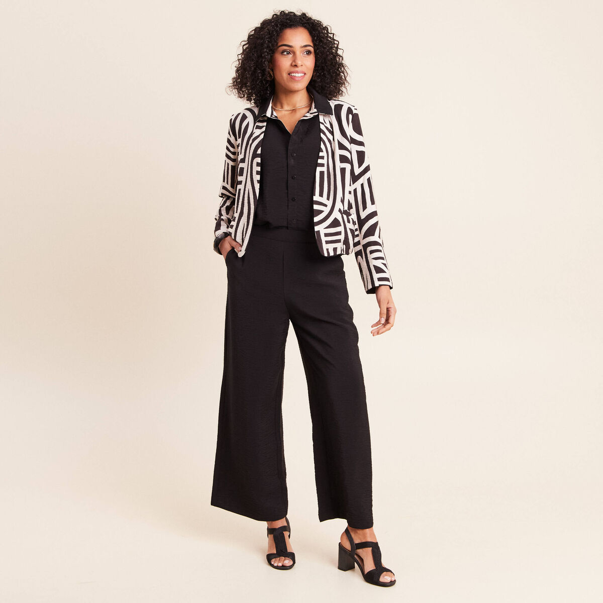 Pantalon magique Le R&eacute;versible large noir femme