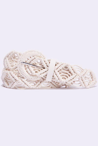 Ceinture en macramé ecru femme