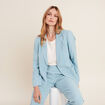 Veste tailleur droite bleu gris femme