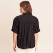 Chemise col chemise manches courtes noir femme
