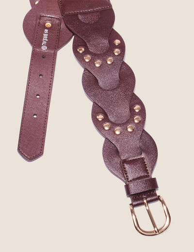Ceinture large élastiquée marron cognac femme