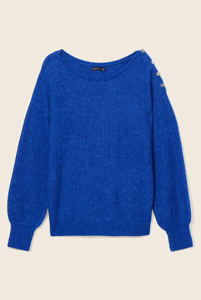 Pull manches longues bleu electrique femme