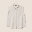 Chemise sans manches col chemise fluide taupe femme