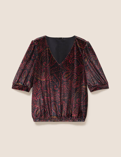 Blouse doubl&eacute;e marron femme
