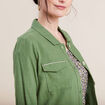 Veste droite boutonn&eacute;e vert femme