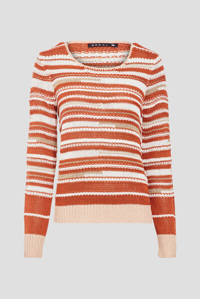 Pull manches longues rouge foncé femme