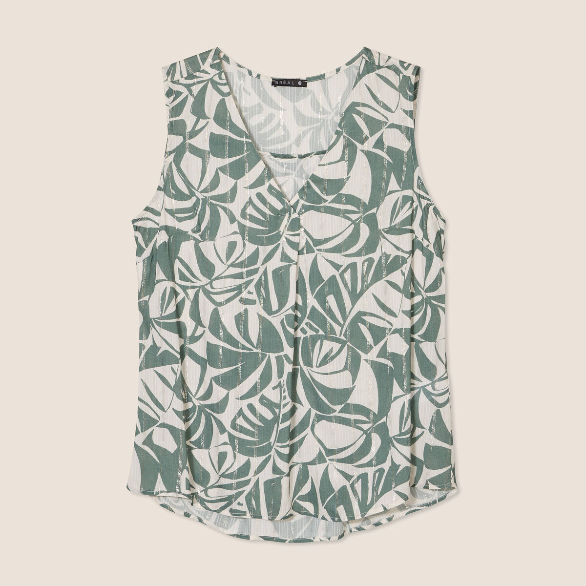 Blouse fluide sans manches ecru femme