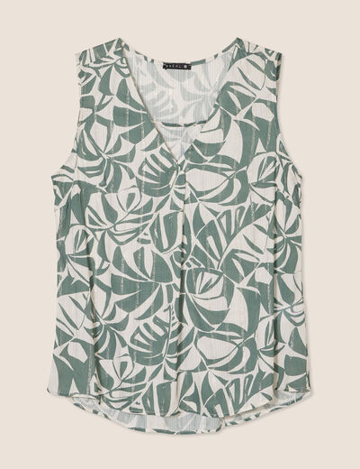 Blouse fluide sans manches ecru femme