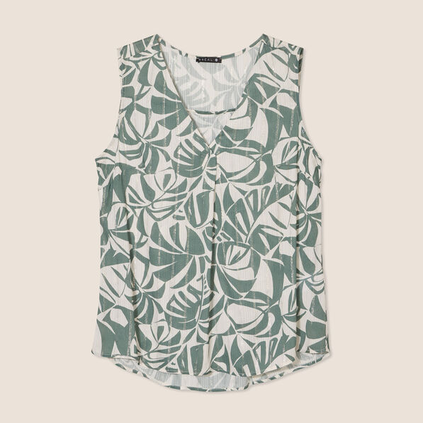 Blouse fluide sans manches ecru femme