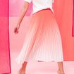 Jupe midi patineuse pliss&eacute;e rose vif femme