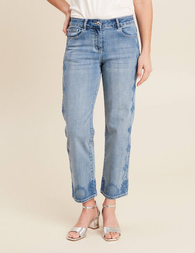 Jean large 7/8ème denim double stone femme