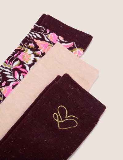 Coffret lot de 3 paires de chaussettes rose femme
