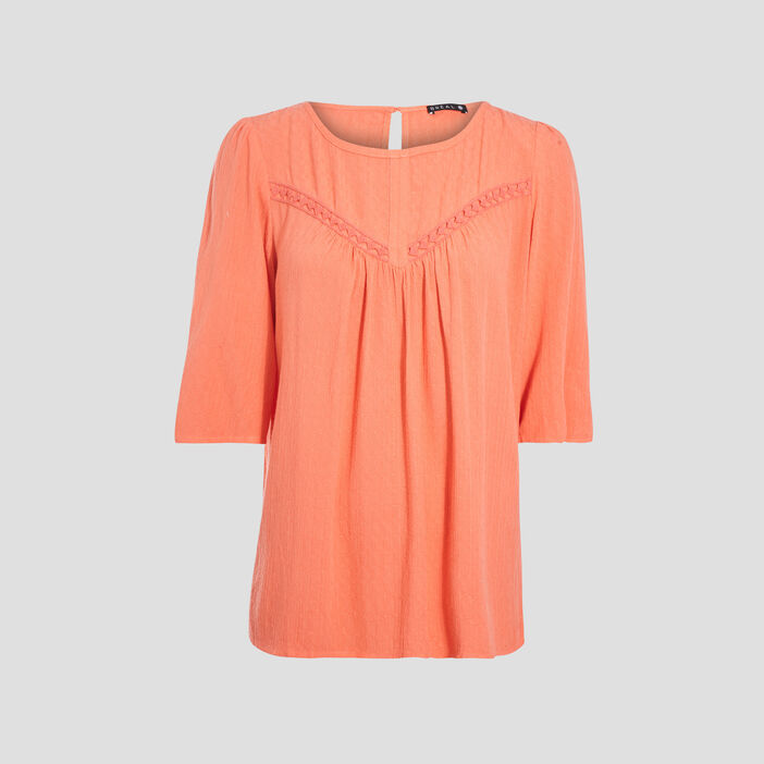 Blouse manches 3/4 orange clair femme