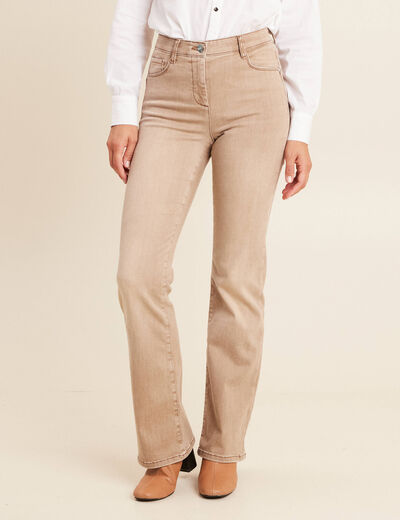 Jean magique L'Unique coupe bootcut denim beige femme