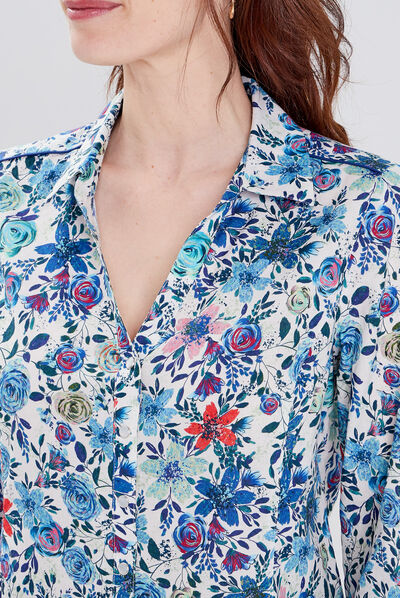 Chemise manches longues ecru femme