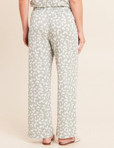 Pantalon coupe large 7/8&egrave;me taille haute taupe femme