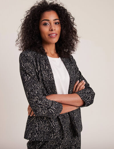 Veste tailleur manches 3/4 noir femme