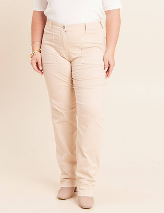 Pantalon coupe mom long ivoire femme