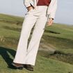Pantalon taille haute en velours sable femme