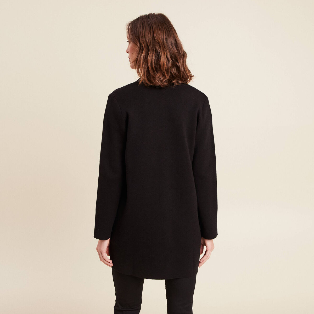 Gilet col ch&acirc;le noir femme