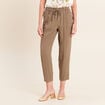 Pantalon mom 7/8&egrave;me en coton vert kaki femme