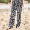 Pantalon large taille haute noir femme